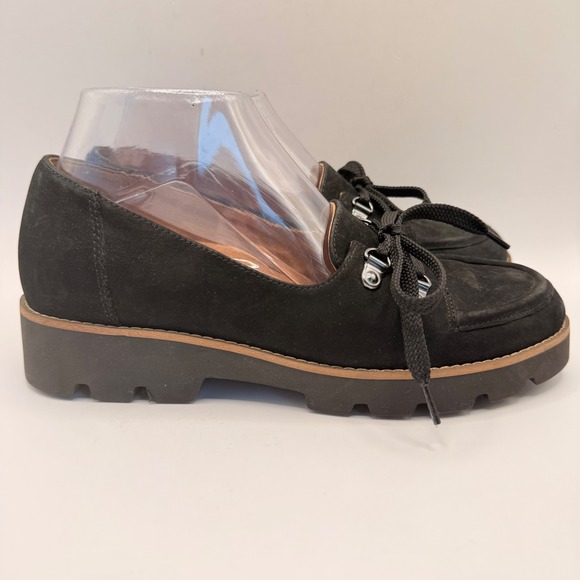 Vionic Shoes - Vionic Teagan Black Suede Lug Sole Platform Loafers Womens Size 7 Moc Toe Lace